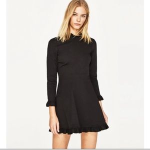 Zara size XS long sleeve ruffle trim mini dress